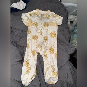 Carter's White and Gold Lion Print Footie